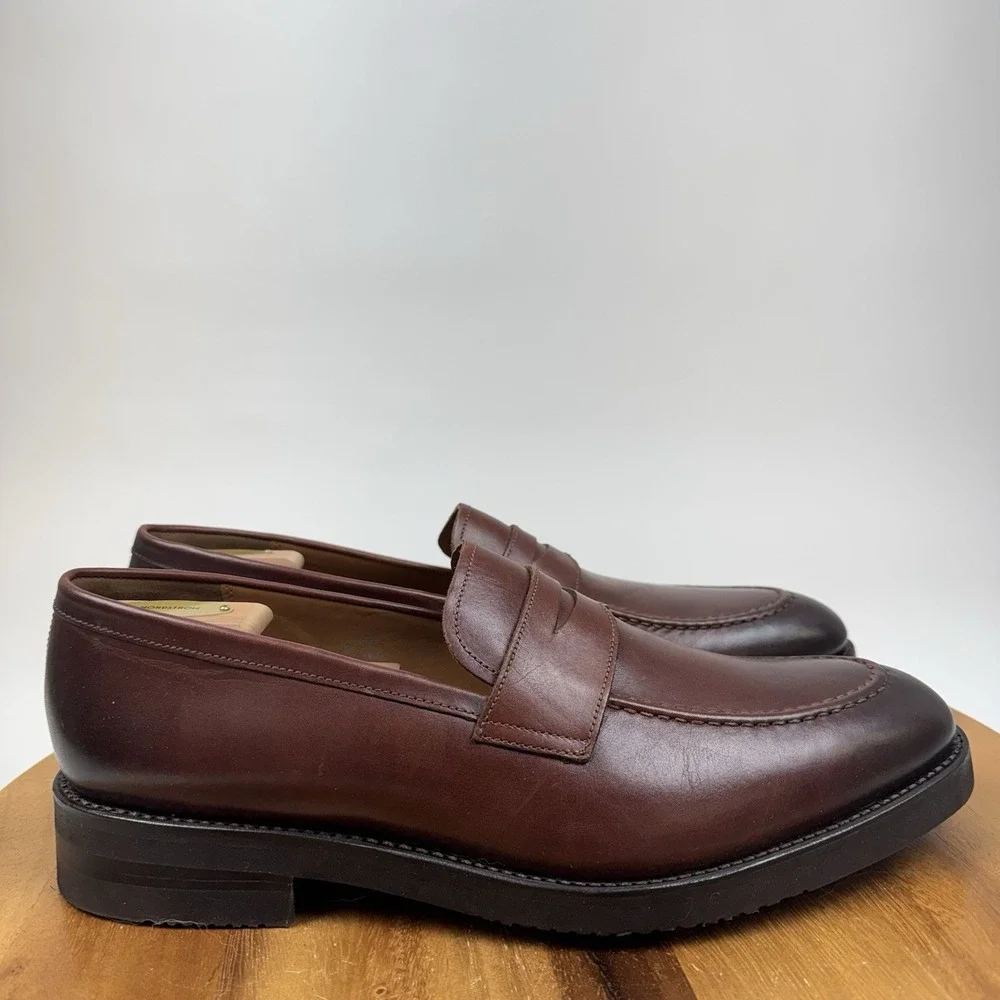New NWOB Mens Allen Edmonds Damon Brown Leather Casual Penny Loafers Size 13 D